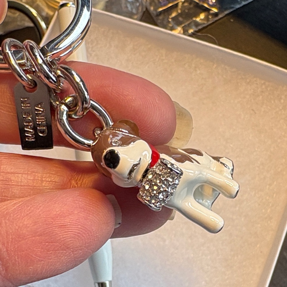 Coach White Mini Pen and Brown Dog Key Holder - Picture 2 of 6